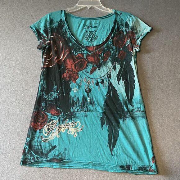 Archaic by Affliction Women's T-shirt Biker Tattoo Size XL - Picture 1 of 7